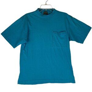 Vintage Esprit De Corp Pocket T Shirt Small Turquoise Cotton Single Stitch 90s